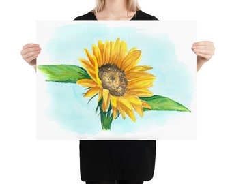 sunflower watercolor painting print Flower Paintings, Floral Wall Art Sunflowers Botanical Bedroom Wall Decor Home Decor Gift Kansas