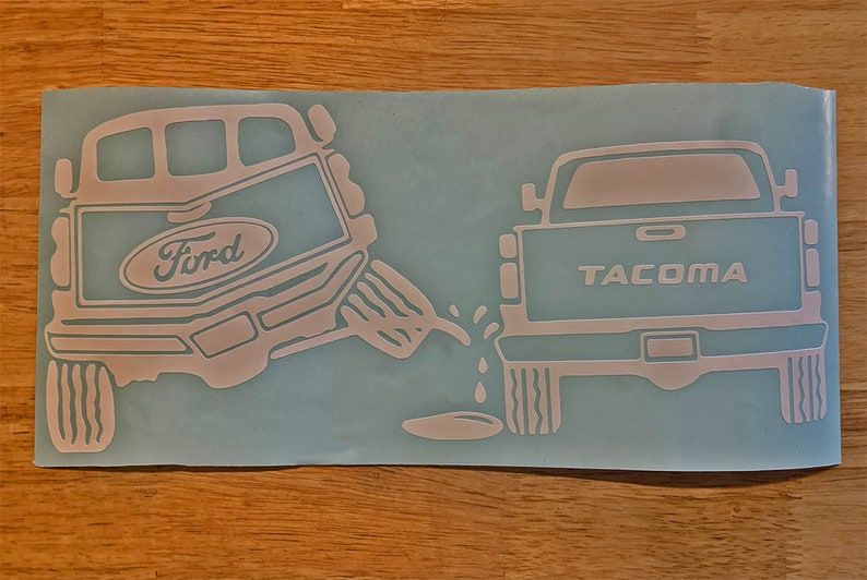 Personalize your car with the Ford Pee Sticker on Tacoma designed by StickerAB