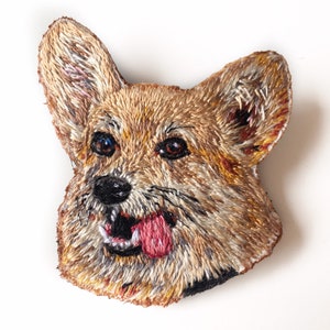 Embroidery brooch. Embroidery dog portrait. Portrait dog brooch. Embroidery art. Mother's Day
