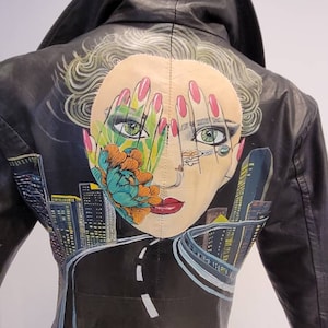 Leren jack hand painted