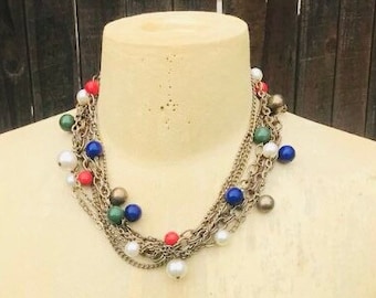 Vintage multi-chain ball bead necklace