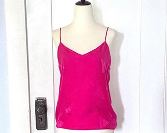 1980s Silk Camisole Tank Magenta Pink Petite size 8