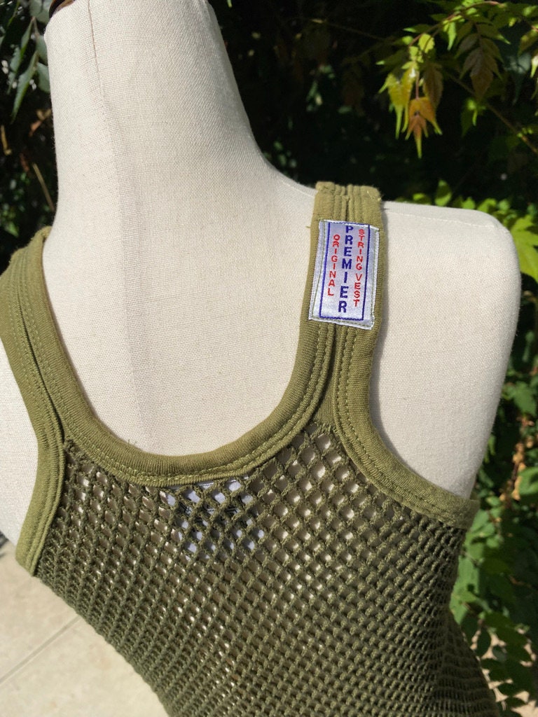 Vintage Olive Mesh Tank String Vest | Etsy