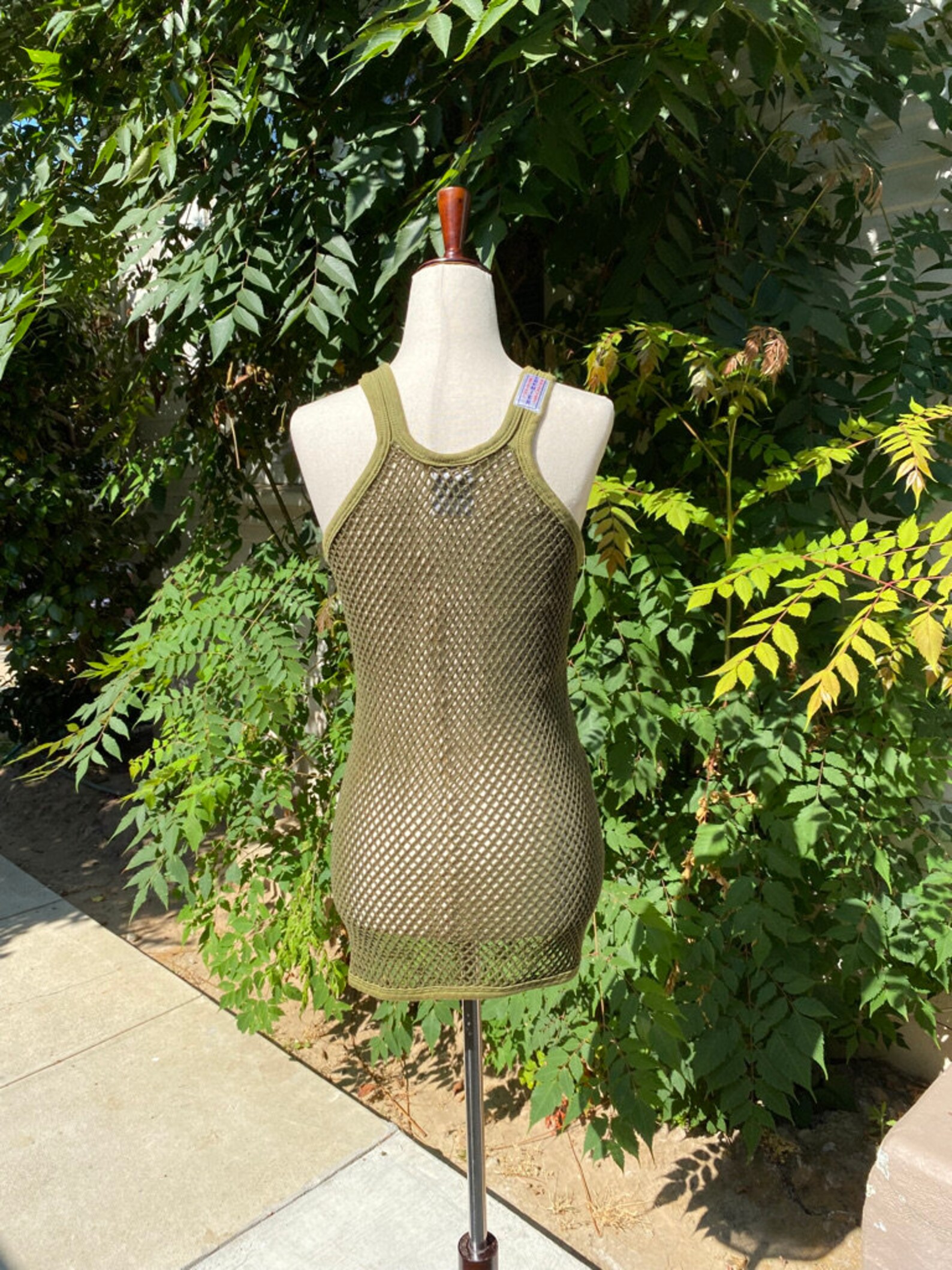 Vintage Olive Mesh Tank String Vest | Etsy