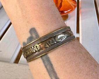 Copper Silver and Brass Cuff Bangle 1990s Adjustable