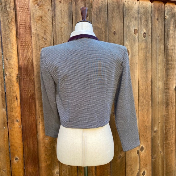 90s Houndstooth Cropped Blazer Navy and White siz… - image 7