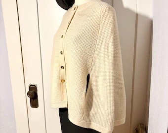 Cream Knit Cape Shawl Sweater Penguin Muningswear Vintage size small