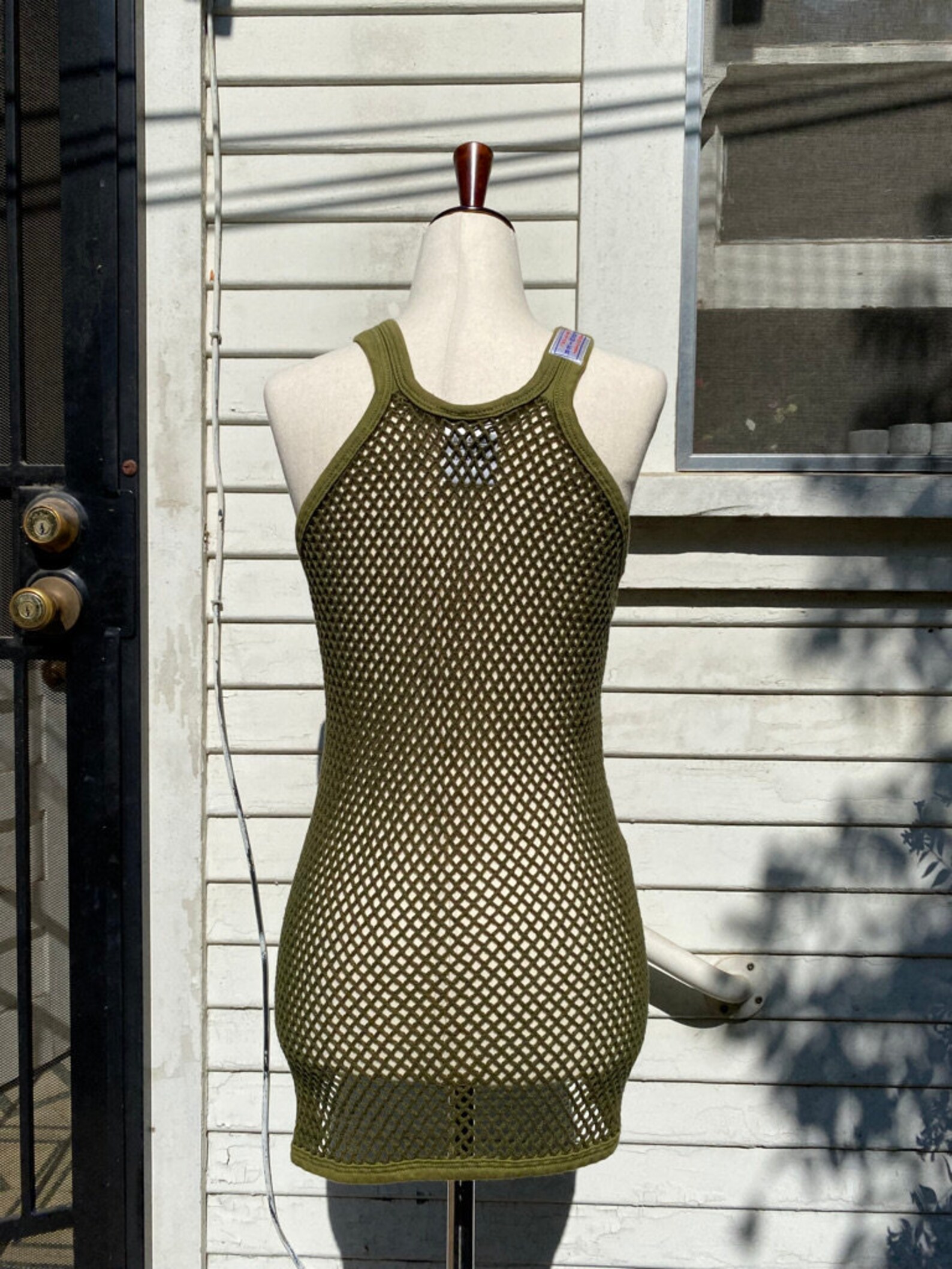 Vintage Olive Mesh Tank String Vest | Etsy