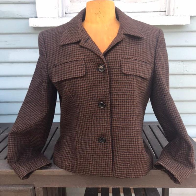 The Classic Houndstooth Blazer - Brownblue