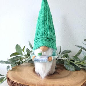 Book Lover Gnome with Coffee | Bookstack Gnome, Mini Coffee Mug Decor, Cozy Bookish Gift, Rare Find Handmade Gnome Decor