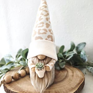 Gift for Mothers Day, Succulent Gnome, Neutral Decor