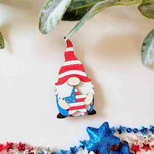Patriotic Gnome Magnet for Independence or Memorial Day Decor, Fridge Magnets