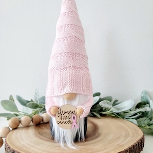 Regalo para supervivientes de cáncer de mama, gnomo del cáncer, más fuerte que el cáncer