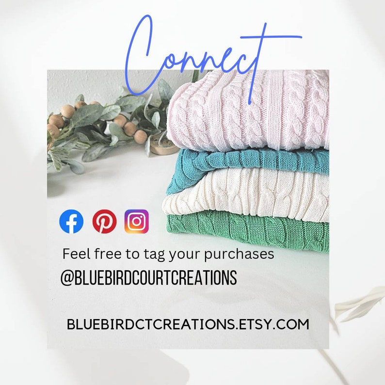 Connect @bluebirdcourtcreations on facebook, pinterest and instagram.  Or bluebirdctcreations.etsy.com