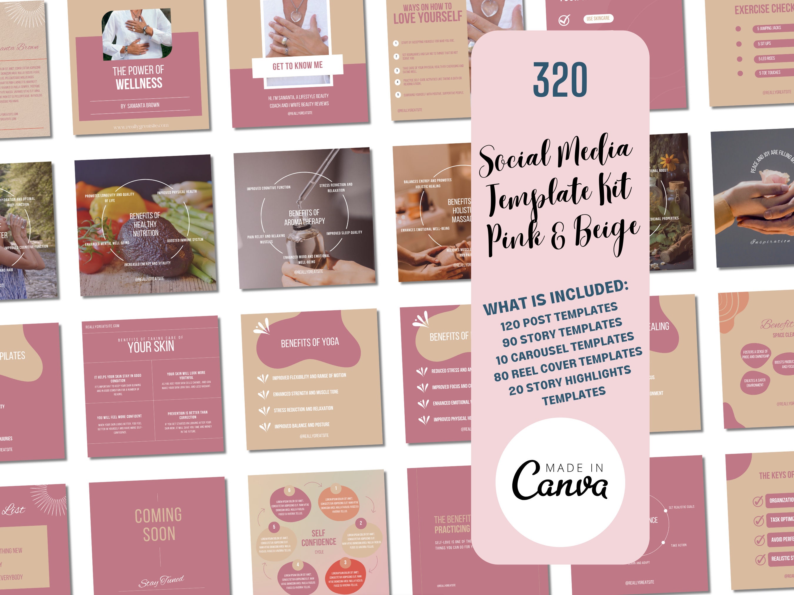 Holistic Coach Social Media Template Kit Editable in Canva Minimal ...