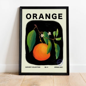 Oranges Art Print | Food Wall Art | Citrus Fruit Art Print | Florida Orange Blossom | Kitchen Wall Decor | Vintage Botanical Poster