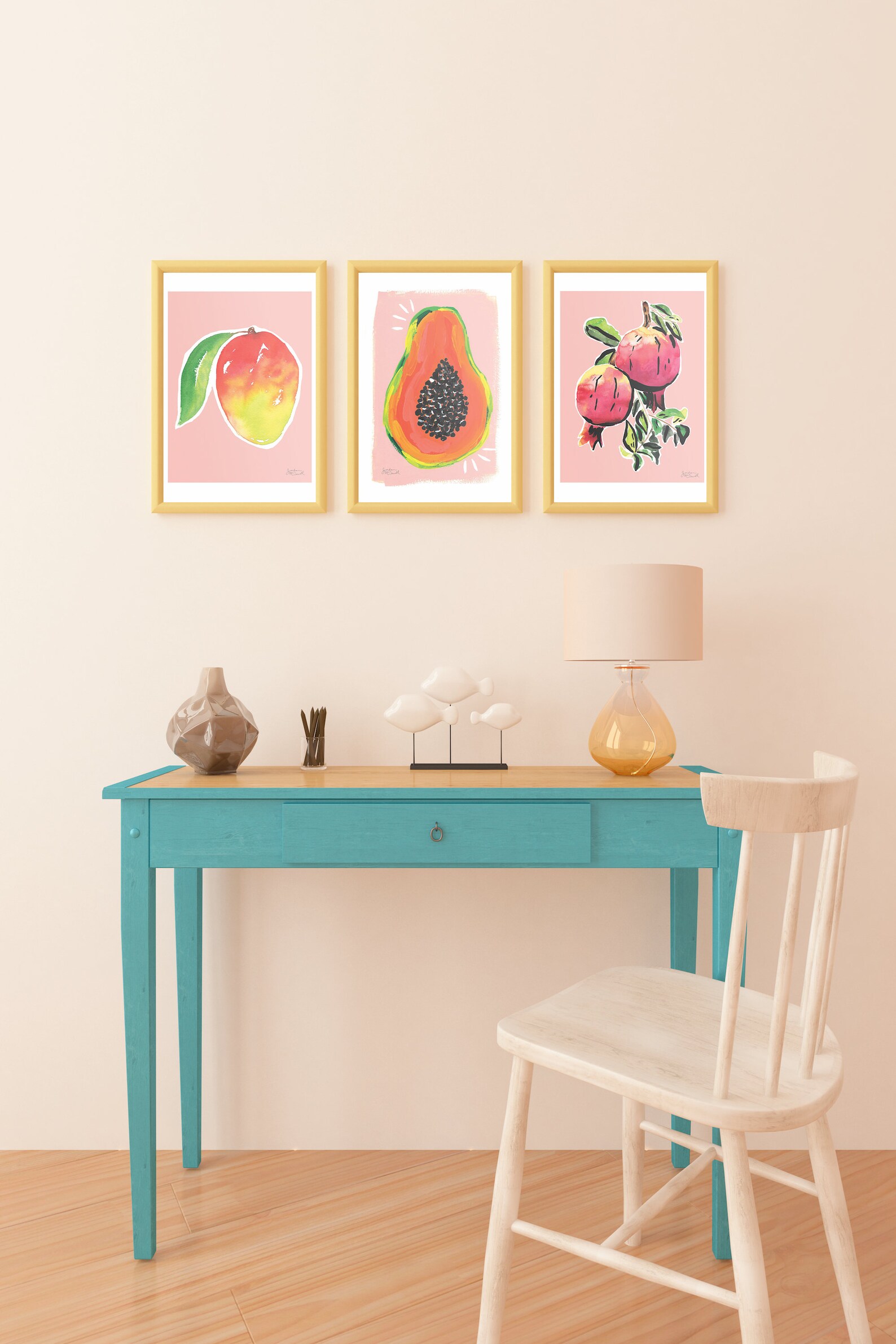 Papaya Painting Papaya Wall Art Colorful Tropical Artwork Etsy