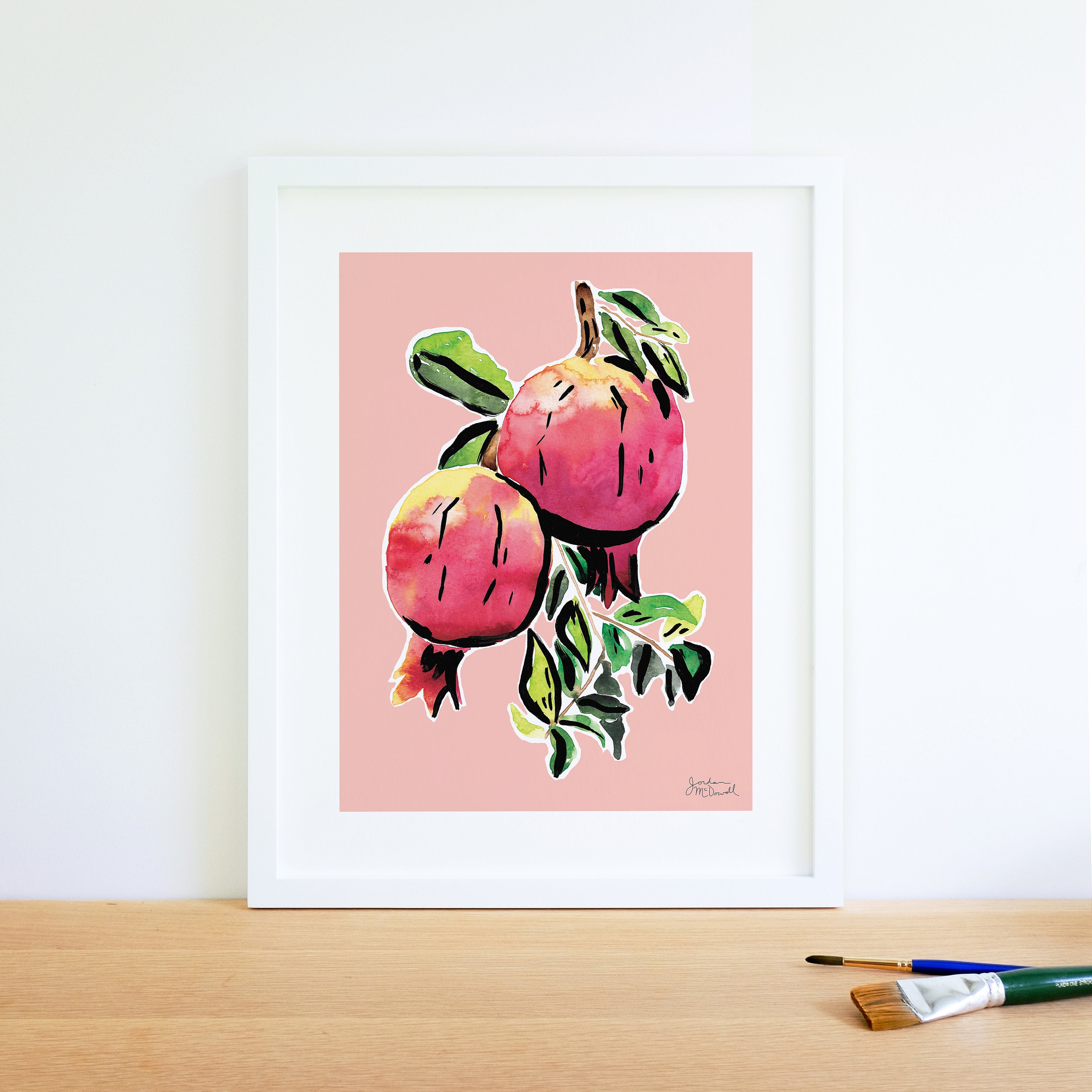 Pomegranate Watercolor Wall Art Print Watercolor Food - Etsy