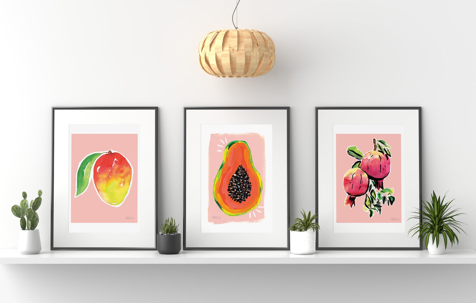 Papaya Painting Papaya Wall Art Colorful Tropical Artwork Etsy