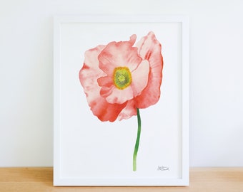 Poppy Wildflower Watercolor Painting | Wall Art Print |  Pink Poppies | Nursery Decor | 11x14, 8x10 | Watercolor Flowers