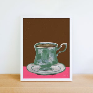 Coffee Mug Art Print |Teacup and Saucer Art Print, Tea Wall Art, Teacup Art, Kitchen Wall Art, Gallery Wall Set | Tea Lover Gift |