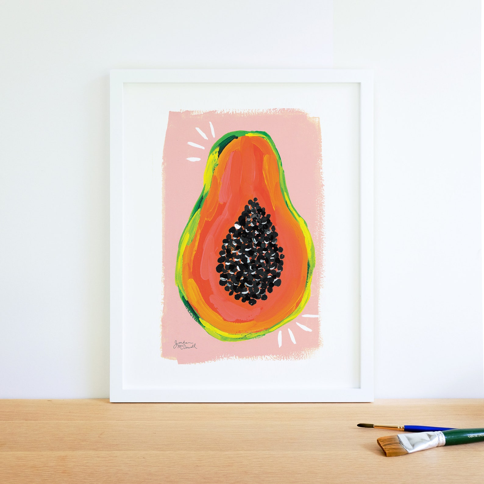Papaya Painting Papaya Wall Art Colorful Tropical Artwork Etsy