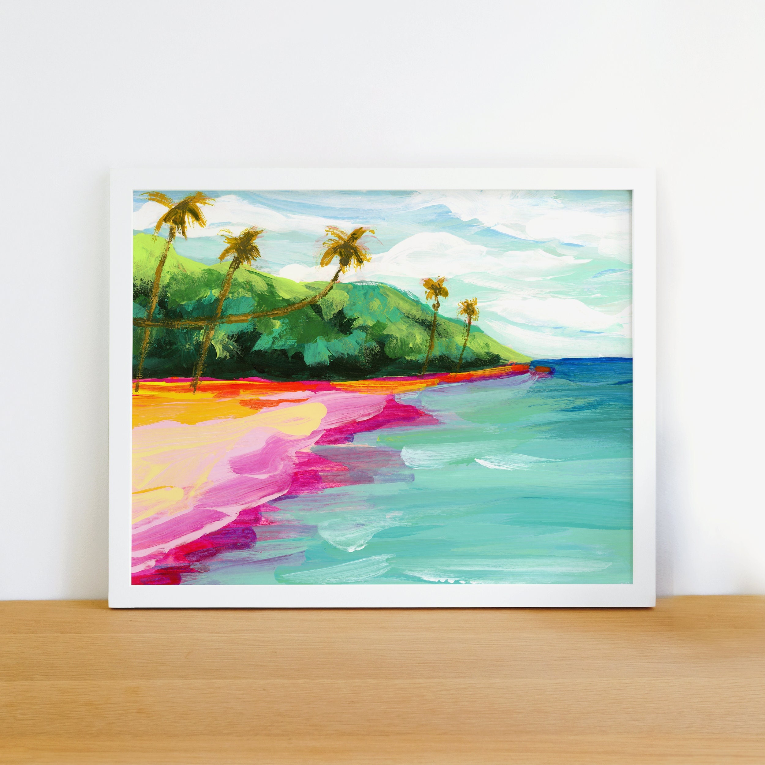 Beach Painting Canvas Board, Tropical Landscape Art, Original Caribbean  Painting 5x7, Acrylic Canvas Panel Art 