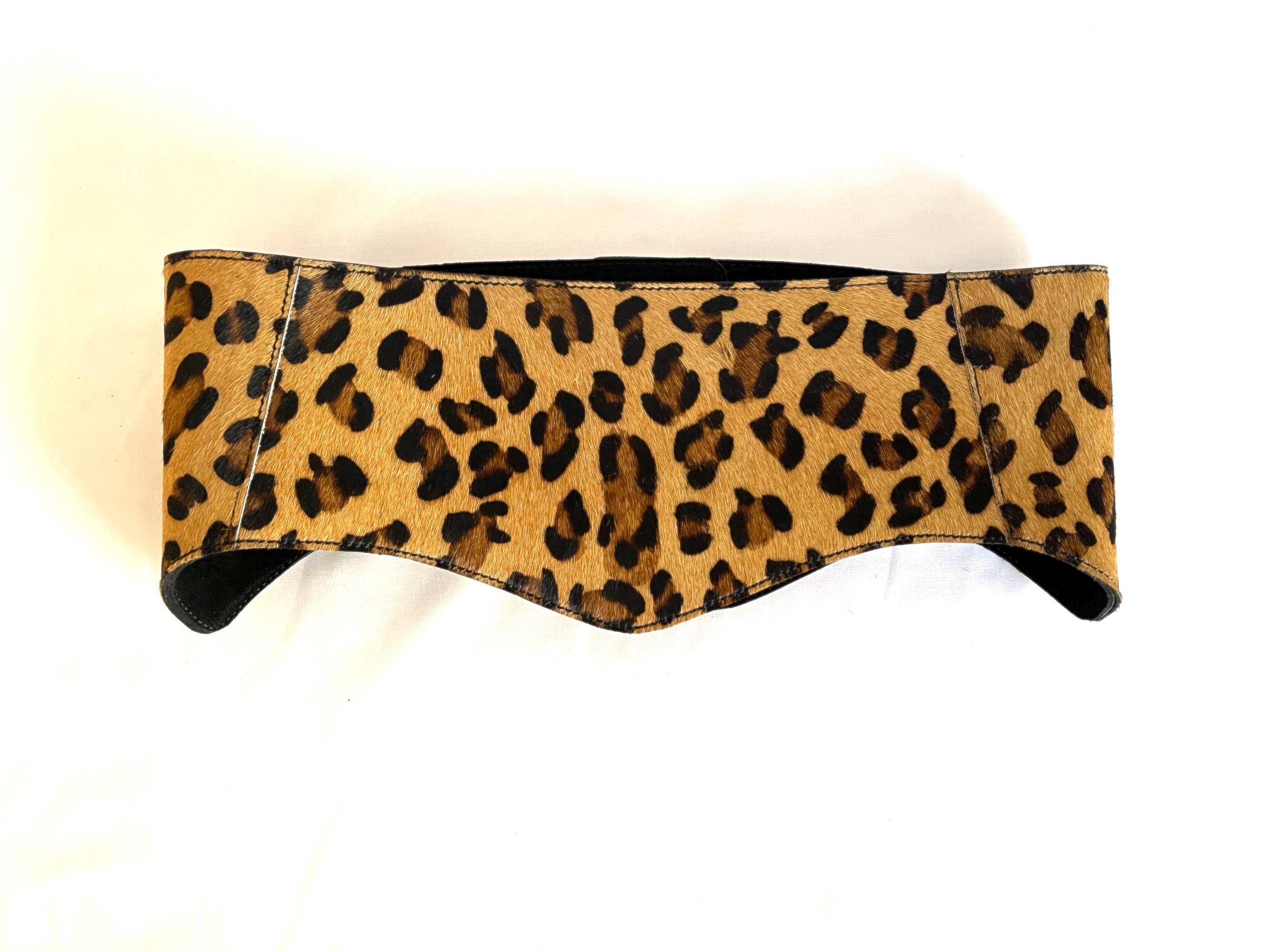 Leopard Print Leather Corset Belt: Wide Waist Cincher With  display picture 3