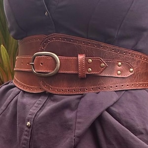 BROWN LEATHER BELT - Tan Leather Belt - Antique Brass buckle Belt - Vintage Style Belt - Antique Brass Studded Fashion Belt For Women