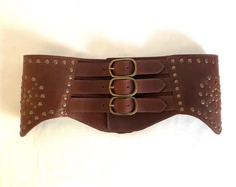 3111 Leopard Corset Belt Leather Wide Waist Vintage Accessoriess Leopard Print Leather Corset Belt: Wide Waist Cincher With  main image 3