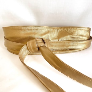 LEATHER OBI BELT - Tie Waist Belt - Real Leather Belt - Wide Waist Belt - Soft Leather Waist Cincher Japanese Obi Adjustable Wrap Belt