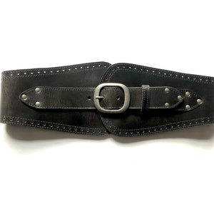 Waist belt, Wide belt, Black belt, Cincher belt, Gifts, Semi-Veg Tanned leather, Fashion Belt, Cowhide, Real Leather