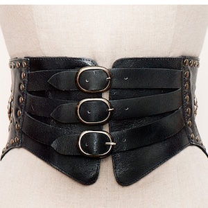 Corset Belt,  Black leather, Wide Leather Belt, Under bust Corset Belt, Wide Leather Waist Belt, Black Corset Belt for Women