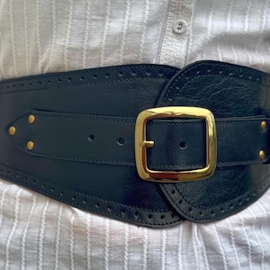 WAIST CORSET BELT - Wide Leather Belt - Gold Buckle Belt - Leather Cincher Belt - Real Leather Handmade Waist Belt For Dresses & Outfits