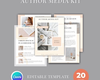 Editable Author Media Kit Template | Canva Press Kit (Instant Download)