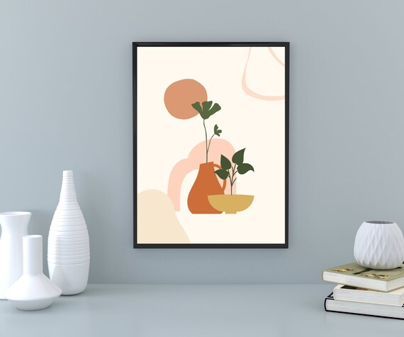 Abstract shape art with floral elements. Floral Aesthetic