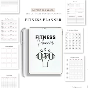 Fitness Planner & Workout Journal | Health Tracker + Goal Planner | Digital Gym Logbook for Weight Loss and Wellness | Workout Meal Tracking
