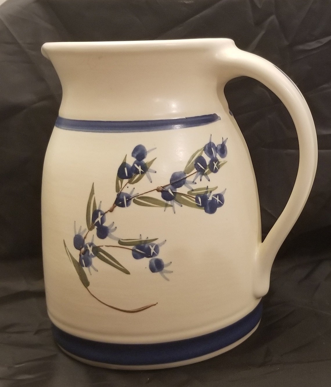 Vintage Olde Cape Cod Pottery Pitcher Blueberry Etsy