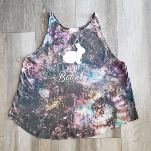 SIZE LARGE- &quot;Bunnies Before Beauty&quot; Tie Dye Tank
