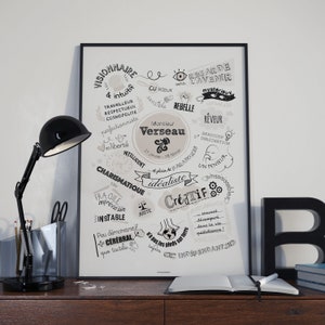 Affiche personnalisée doodle verseau - poster A4 - FR/EN