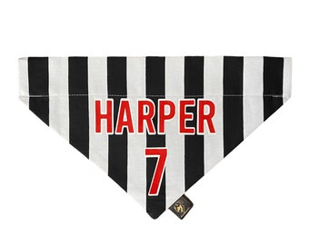 Personalised Newcastle style football Dog Bandana