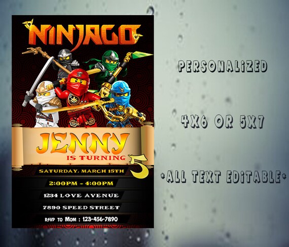 Ninjago Zaproszenie Urodziny Ninjago Ninjago Strony Ninjago Etsy