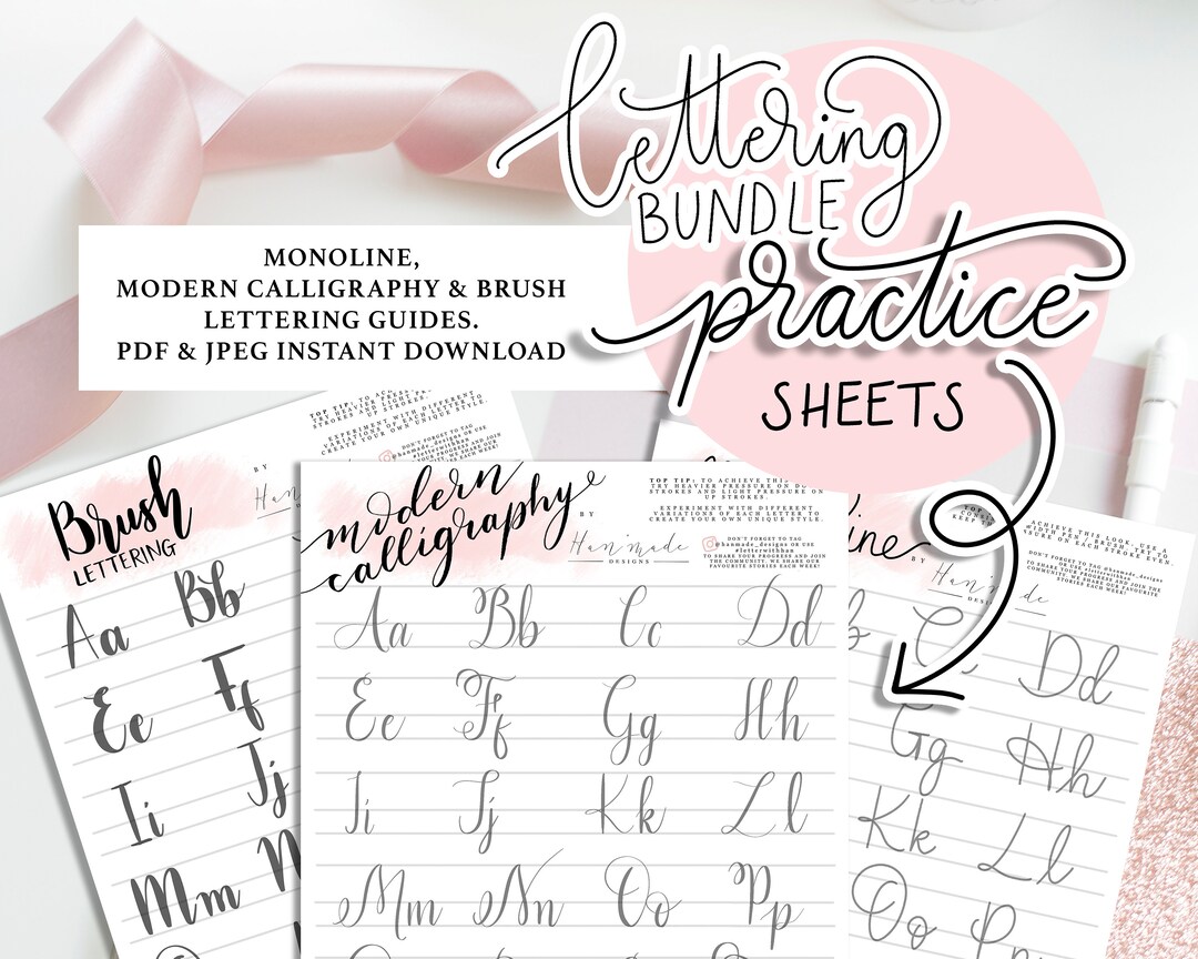 Hand Lettering Practice Sheets Bundle Instant Download - Etsy Ireland