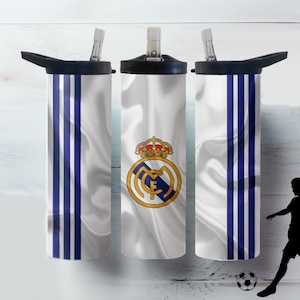 Real Madrid Tumbler. Personalized Tumbler. Soccer team. 20 oz water bottle and tumbler. Spain soccer.