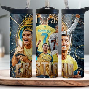 Cristiano Ronaldo Water Bottle personalized. Soccer team. 20 oz personalized tumbler. Spain team. Personalized Water Bottle. Sport team cup.