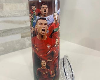 Cristiano Ronaldo personalized water bottle and tumbler. 20 oz tumbler personalized. Soccer team. Portugal football. Personalized Tumbler.