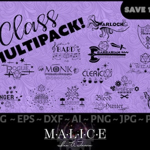 MEGAPACK DE CLASSE! Vetor D20 para RPGs, D&D | Masmorras e Dragões, Desbravador | Arquivo de corte Cricut, Silhueta, svg/eps/dxf/ai/png/jpg/pdf