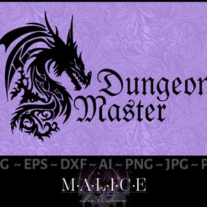 Dungeon Master Dragon DM SVG para juegos de rol, D&D, mazmorras y dragones, DnD, 5e / Vector / Cricut, Silhouette, svg/eps/dxf/ai/png/jpg/pdf