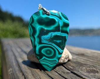 Malachite Chrysocolla, pendant, 6.4 cm, 24 grams, natural stone, marquise, top quality, masterpiece, agatized