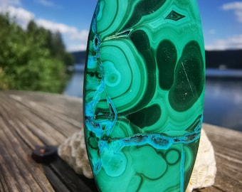 Malachite Chrysocolla, pendant, agatized, 6.5cm, 20 grams, natural stone, long piece, AAA quality, superb, Agatized
